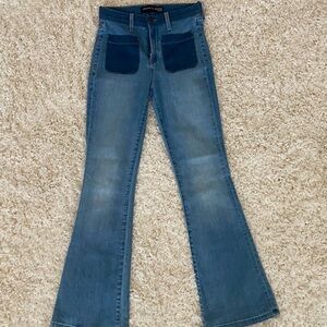 Veronica Beard Florence Colorblock Blue Flare Jeans